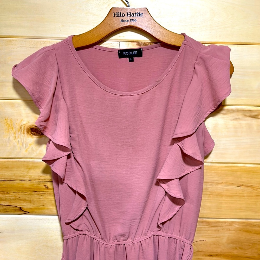 Roolee dress in blush, nursing friendly. Size Large